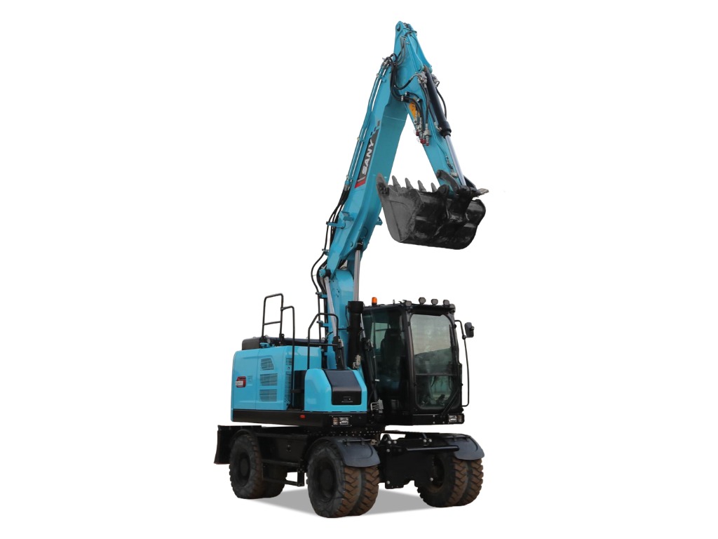 SANY SY175EW elektrisk hjulgrävare med upplyft skopa